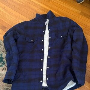 Blue and Black Plaid Button-Up Shirt
